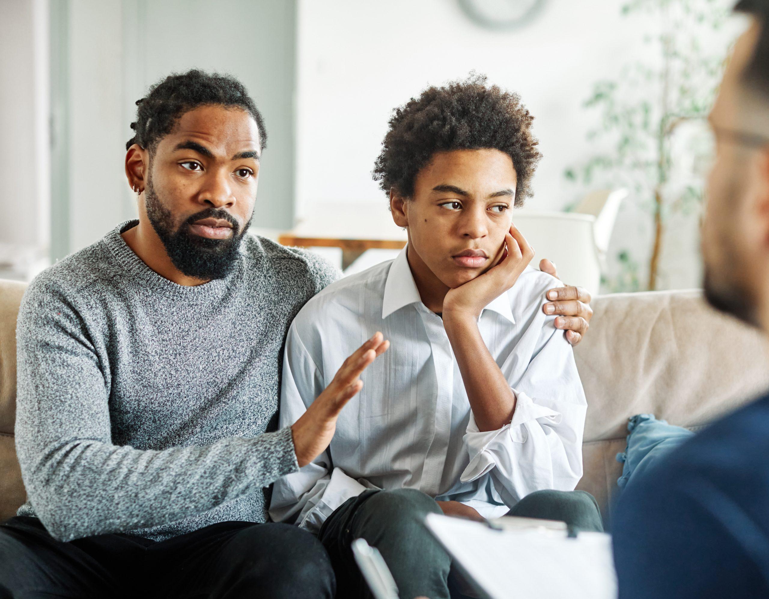 black father and son in psychiatric care